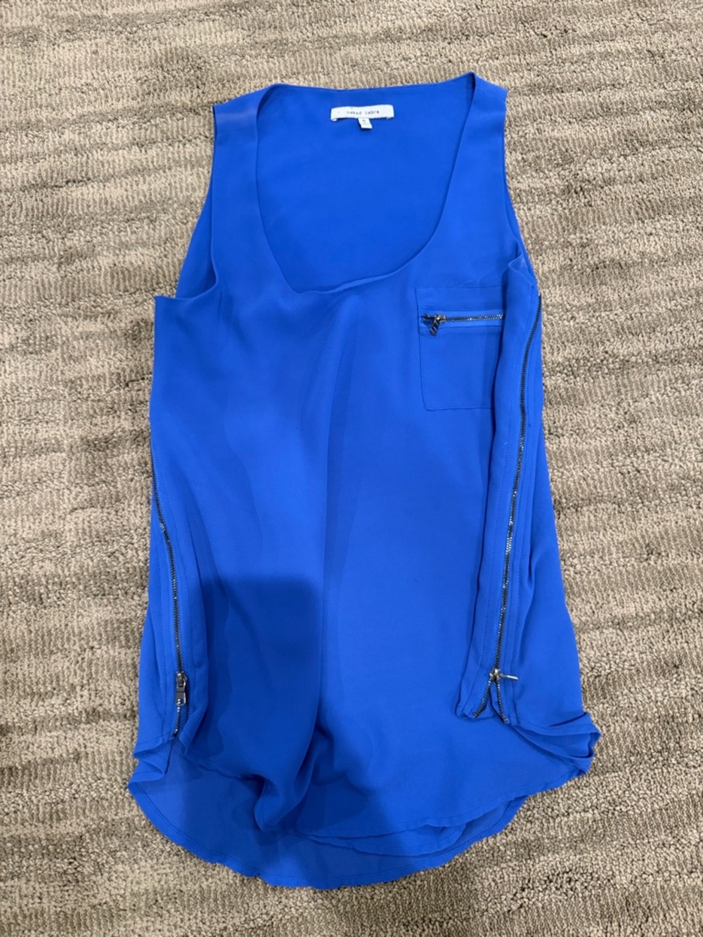 Naked Zebra Cobalt Blue Sleeveless Top